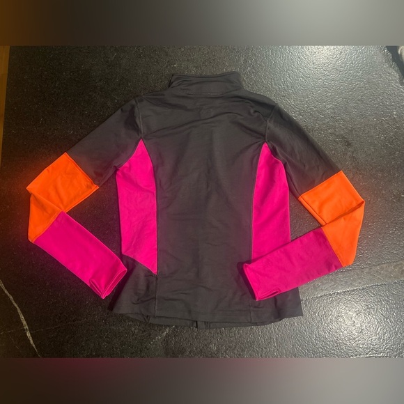 Spanx Mod Bod Colorblock Jacket, Zip Front & Pockets, Pink, Orange & Black - Picture 2 of 3